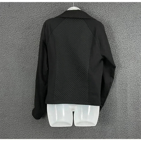 Lauren Ralph Lauren Womens Quilted Black Zip Up Blazer Top LARGE Collared - Picture 8 of 11